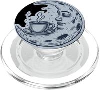 Tazza di tè al caffè, onde del mare, luna e volto umano PopSockets PopGrip per MagSafe