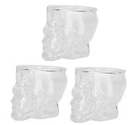 Tazza di vetro 3PCS, tazza di vetro a forma di testa di teschio di vino Tazza di vino Boccale di birra Bevande Contenitore Halloween Party Decor 75ML