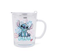 Tazza Di Vetro Disney Lilo & Stitch "Ohana" Con Coperchio | Contiene 14 Once