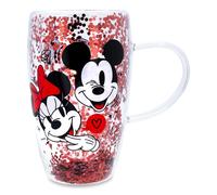 Tazza Di Vetro Disney Mickey E Minnie Cuori E Diamanti | Contiene 15 Once