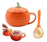 Tazza di zucca, Tazze autunnali in ceramica a forma di zucca con coperchio, Decorazione autunnale, tazza di Halloween, tazza da caffè per bambini, amici di famiglia per l'autunno, il Ringraziamento