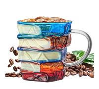 Tazza dipinta, per gli amanti dei libri, in stile retrò, decorazione originale per lettori, scrittori, bibliotecari, amanti della famiglia
