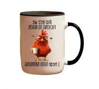 Tazza divertente - e Here We F* ucking Go Again I Mean Good Morning tazza da caffè, novità Angry Chick, tazza da caffè da 450 ml, regalo per mamma, sorella, BFF, amici, colleghi, capo