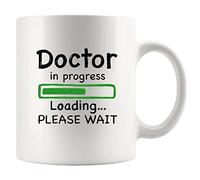 Tazza divertente in ceramica con scritta "Doctor in Progress Loading Doctor in Progress", idea regalo per dottorato di ricerca in medicina, tazza in ceramica per caffè, 325 ml, colore bianco