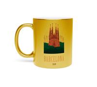 Tazza dorata in ceramica cromata - Barcellona Spagna Illustrazione Sagrada Familia Travel Vacances - 325 ml