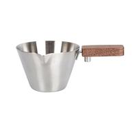 Tazza dosatrice per espresso in acciaio inox 304 con scala da 120 ml, tazza di estrazione del caffè per espresso e cocktail, uso commerciale, bar e cucina, con manico in legno