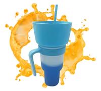 Tazza e ciotola combinate - 2 in 1 - tazza per snack | Tumbler deliziosa bottiglia d'acqua per adulti bevande viaggio viaggio sport eventi film notti 26,5 x 14 cm 10,43 x 5,51 Zol