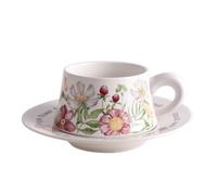 tazza e piattino di porcellana, tazza da caffè taz Set di tazze e piattini da caffè retrò, tazza in ceramica di alta qualità, souvenir, inaugurazione della casa, sposi novelli, regalo di compleanno(C)