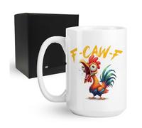Tazza F-Caw-F, tazza da caffè in ceramica da 15 once F Caw F, tazza da caffè con messaggio nascosto, F-Caw-F, tazza con messaggio segreto, gallo impertinente, regalo scherzoso con elefante bianco