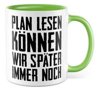 Tazza fai da te con scritta - Regalo Plan lesen können wir später noch - Tazza da caffè da 330 ml in ceramica - Artigianale Costruire umorismo Tazza da caffè