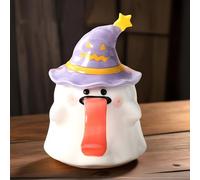 Tazza Fantasma Halloween | Tazza Per Colazione E Latte, In Ceramica A Forma Di Fantasma Con Coperchio 450ml Per Bevande Calde E Fredde Per Tutti Salotto