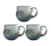 Tazza fatta a mano in vetro marino Wave, tazza di vetro dell'oceano, bicchieri unici di ispirazione profonda per tè, utensili da bere a tema oceanico (3)