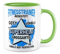 Tazza fitness con scritta - Regalo fitness trainer significa: Dott modello supereroe grande immagine della perfezione - Tazza da caffè 330 ml in ceramica - Allenatore sportivo umorismo tazza da caffè