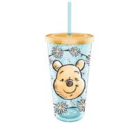 Tazza fredda in plastica Silver Buffalo Disney Winnie the Pooh Flowers Confetti con coperchio e cannuccia, 32 once