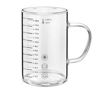 Tazza graduata in vetro borosilicato trasparente da 450 ml, con manico, tazza graduata per casa, cucina, ufficio, tazza per microonde, latte, acqua, tè, succo, caffè, bevande