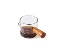 Tazza graduata in vetro da 75 ml con manico in legno, misurino for caffè, espresso, latte macchiato, accessori da cucina trasparenti for il caffè, utensili da barista(Single Mouth)