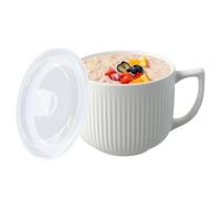 Tazza Grande in Ceramica, Tazza da Caffè Grande 900ml, Ciotola da Zuppa Bianca con Coperchio, Grande Ciotola per Cereali con Manico, Ciotola per Ramen, per Noodle Istantanei o Pasti Semplici