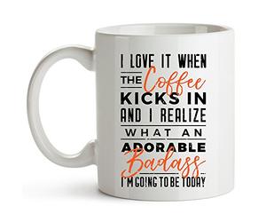 Tazza I Love It When The Coffee Kicks In And Tazza Personalizzata | Compleanno 2 pezzi Divertente Tazzine Caffè Simpatico Tazza Colazione Principesse Natale