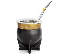 Tazza in acciaio inox 304 Argentina Yerba Mate con cannuccia Tea Zucca Tazza One Bombilla Mate (paglia) una spazzola per la pulizia (nero)