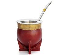 Tazza in acciaio inox 304 Argentina Yerba Mate con cannuccia Tea Zucca Tazza One Bombilla Mate (paglia) una spazzola per la pulizia (marrone)