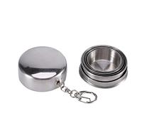 Tazza in acciaio inox pieghevole Coppa di metallo Premium Impilabile Bere All'aperto Viaggio Telescopico Tazza Campeggio Escursionismo Bottiglia Pieghevole Tazza portatile retrattile Conten(S)
