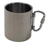 Max Fuchs - Tazza in acciaio INOX, con moschettone, a doppia parete, 300 ml