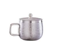 Tazza in argento Sterling con coperchio, design martellato a mano, tazza da tè arrotondata liscia per rilassarsi e l'ora del tè