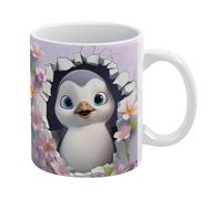 Tazza in ceramica 3D con foro nel muro a forma di pinguino, tazza da caffè 3D con foro nel muro a forma di pinguino, comoda da tenere in mano, regalo di compleanno per uomini, donne, mogli, mariti, fi