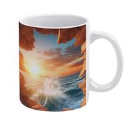 Tazza in ceramica 3D con tramonto sull'oceano e spiaggia estiva, buco nel muro, tazza da caffè 3D con spiaggia estiva - Idea divertente per il compleanno di mamma, papà, marito e moglie - Tazza da caf