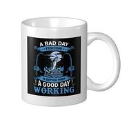 Tazza In Ceramica A Bad Day Fishing A Good Day Working Latte Mug Con Manico Personalizzato Tazza Colazione, Per Home, The, Office, 330ml
