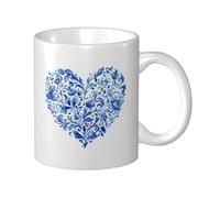 Tazza in ceramica a forma di cuore con colori blu e bianchi, elegante tazza da caffè Tee Drinkware tazza per acqua per casa ufficio 325 ml