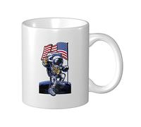 Tazza In Ceramica Astronauts Land Moon With Usa Flag Latte Mug Uomini Con Manico Tazza De Cerámica, Per Compleanno, The, Office, 330ml