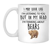 Tazza in Ceramica Bear Bear Funny Bear for Daddy Brown Bear Lover Thinking About Bears Tazza Mug Lavabile Tazza Regalo Standard Tazza da Caffe per Lavori Amico Collega 330ML