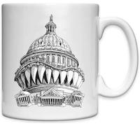 Tazza in ceramica bianca con scritta "Il grande mostro cattivo" del Congresso degli Stati Uniti
