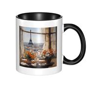 Tazza in ceramica bicolore con manico grande, bella tazza classica con piloni in lontananza, adatta per ufficio e tempo libero a casa, adatta al microonde