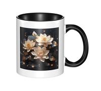 Tazza in ceramica bicolore con manico grande, tazza classica Bohemian Golden Lotus, adatta per l'ufficio e il tempo libero a casa, adatta al microonde