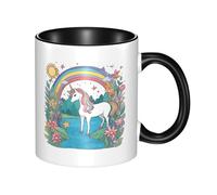 Tazza in ceramica bicolore con manico grande, tazza classica con unicorni dal fiume, adatta per ufficio e tempo libero, adatta al microonde