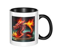 Tazza in ceramica bicolore con manico grande, tazza classica Dragon King in Fire, adatta per l'ufficio e il tempo libero a casa, adatta al microonde