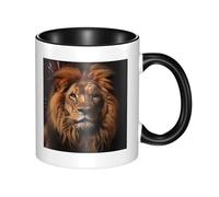 Tazza in ceramica bicolore con manico grande, tazza classica The Lion's Gaze, adatta per ufficio e tempo libero a casa, adatta al microonde