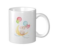 Tazza In Ceramica Cartoon Rabbit On The Moon With Colorful Balloons Tazze Caffè Con Manico Uomini Tazza De Cerámica, Per Fidanziati, Merenda, Office, 330ml