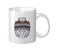 Tazza In Ceramica Cat Wearing Red Glasses And Hat Thè Mug Donne Personalizzato Tazza Colazione, Per Bambini, Work, Home, 330ml