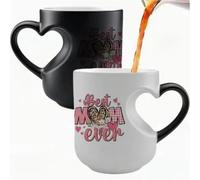 Tazza in ceramica che cambia colore con manico a cuore, ideale come regalo per la festa della mamma, per la mamma, la moglie, la nonna, la festa della mamma