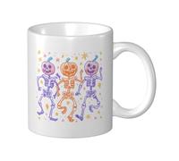 Tazza in ceramica con 3 scheletri danzanti con teste di zucca, elegante tazza da caffè Tee Drinkware tazza per acqua per casa ufficio 325 ml