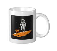 Tazza in ceramica con astronauta che porta a spasso il cane, elegante tazza da caffè, teiera, bicchiere d'acqua per casa e ufficio, 11 once