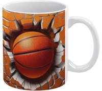 Tazza in ceramica con buco nel muro da basket 3D, tazza da tè con palla da basket sportiva, tazza da caffè - Idea divertente per il compleanno di mamma, papà, marito e moglie - Tazza da caffè da 11 on