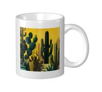 Tazza in ceramica con cactus in the desert night Mid-Century, elegante tazza da caffè Tee Drinkware per casa e ufficio, 325 ml