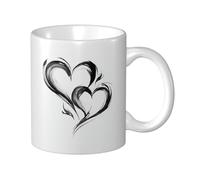 Tazza in ceramica con due cuori disegnati a mano, elegante tazza da caffè Tee Drinkware tazza per acqua per casa ufficio 325 ml