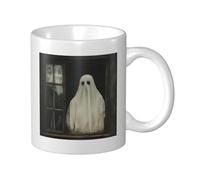 Tazza in ceramica con fantasma che guarda fuori dalla finestra, elegante tazza da caffè Tee Drinkware tazza per acqua per casa ufficio 325 ml