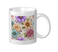 Tazza in ceramica con fiori che sbocciano, elegante tazza da caffè e acqua per casa e ufficio, 325 ml