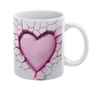 Tazza in ceramica con foro nel muro a forma di cuore rosa 3D, tazza da tè con cuore 3D, tazza da caffè Love Coffee Mu, comoda da tenere in mano, regalo di compleanno per uomini, donne, mogli, mariti,